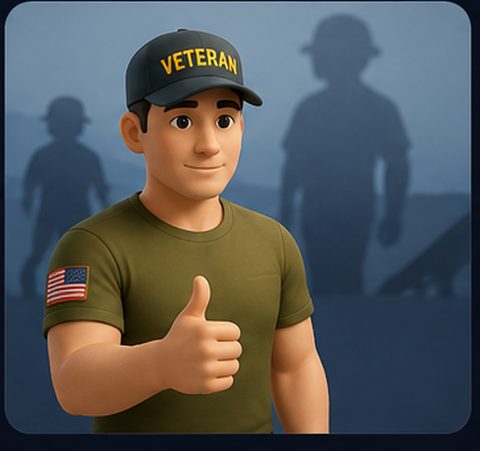 A veteran giving a thumbs up.